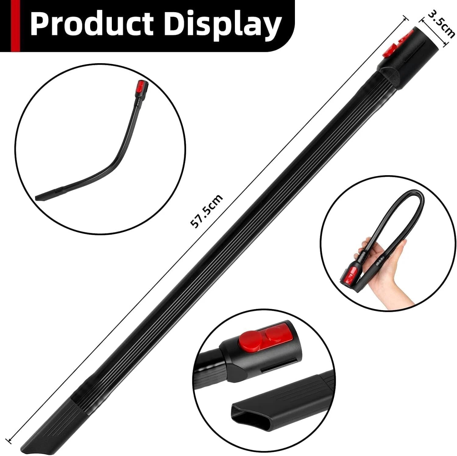 Dyson Flexible Crevice Tool – 22.6" Extended Bendable Attachment for Dryer Vent, Car Detailing & Tight Corners V7 V8 V10 V11 V12 V15 Gen5